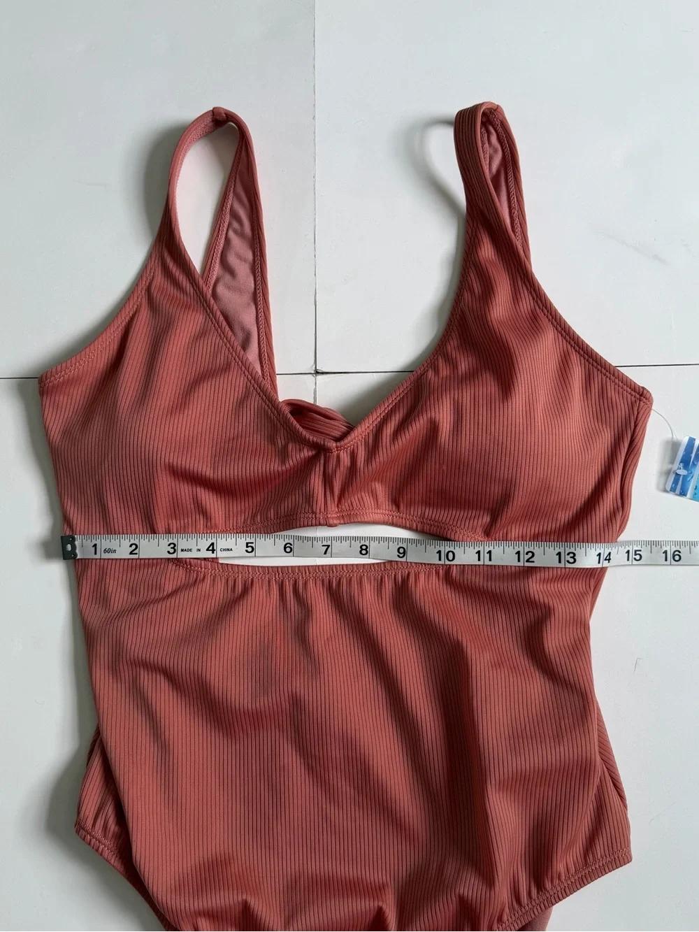 Ribbed Cutout One-Piece Swimsuit - Dusty Rose